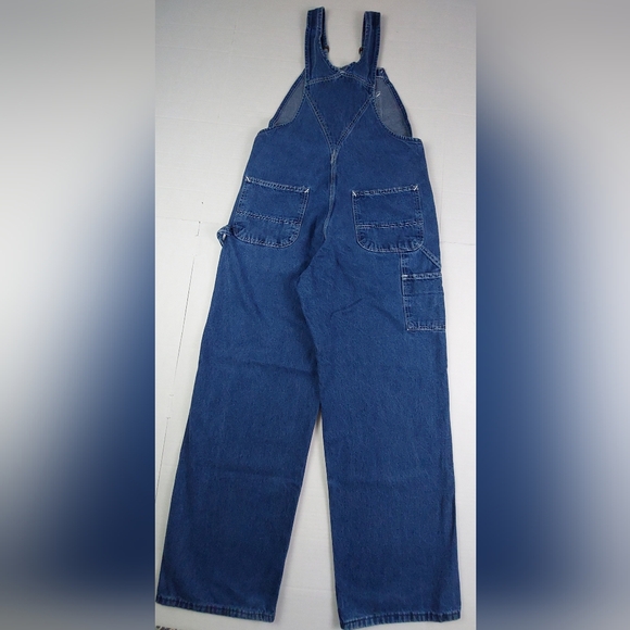 Carhartt Jean Bib Overalls Mens 36x30 Blue Darkstone Denim Work Wear R07-DST - Picture 2 of 8